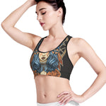 Native American Wolf Girl Print Women's Sports Bra