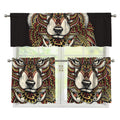 Native American Wolf Spirit Animal Print 3 Piece Kitchen Curtains