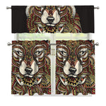 Native American Wolf Spirit Animal Print 3 Piece Kitchen Curtains