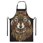 Native American Wolf Spirit Animal Print Bib Apron With Pocket
