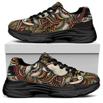 Native American Wolf Spirit Animal Print Black Chunky Shoes
