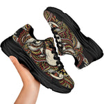 Native American Wolf Spirit Animal Print Black Chunky Shoes