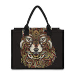 Native American Wolf Spirit Animal Print Canvas Tote Bag