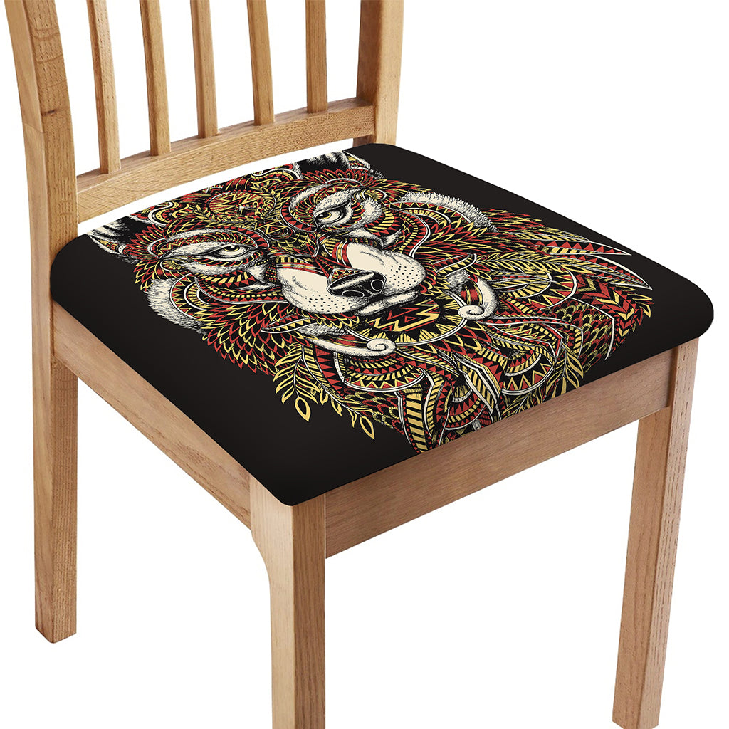 Native American Wolf Spirit Animal Print Chair Cushion Cover