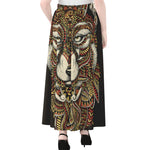 Native American Wolf Spirit Animal Print Chiffon Maxi Skirt