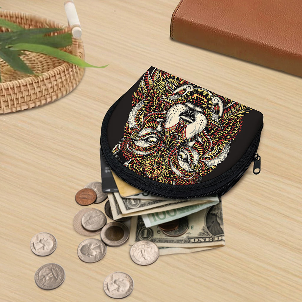 Native American Wolf Spirit Animal Print Coin Purse