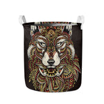 Native American Wolf Spirit Animal Print Collapsible Laundry Basket