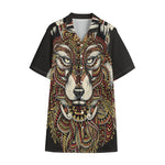Native American Wolf Spirit Animal Print Cotton Hawaiian Shirt