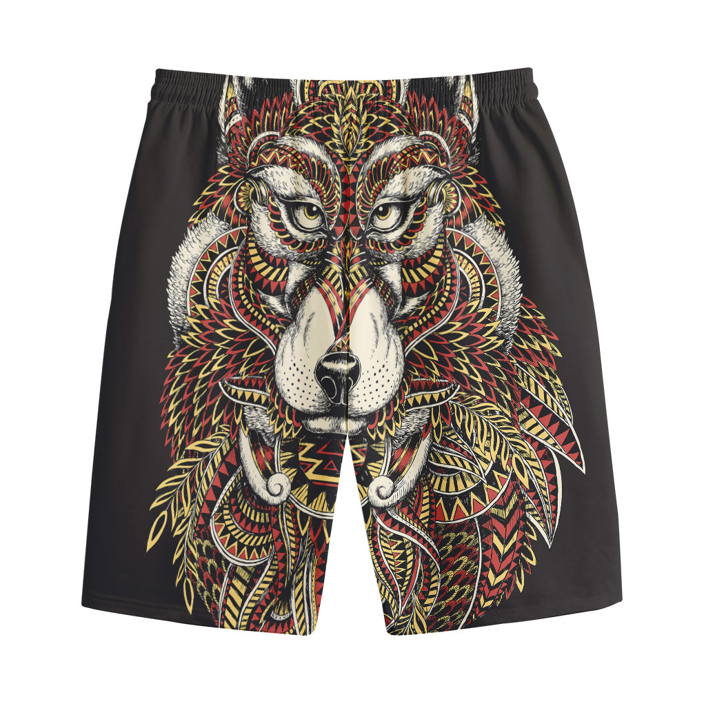 Native American Wolf Spirit Animal Print Cotton Shorts