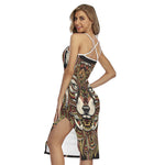 Native American Wolf Spirit Animal Print Cross Back Cami Dress
