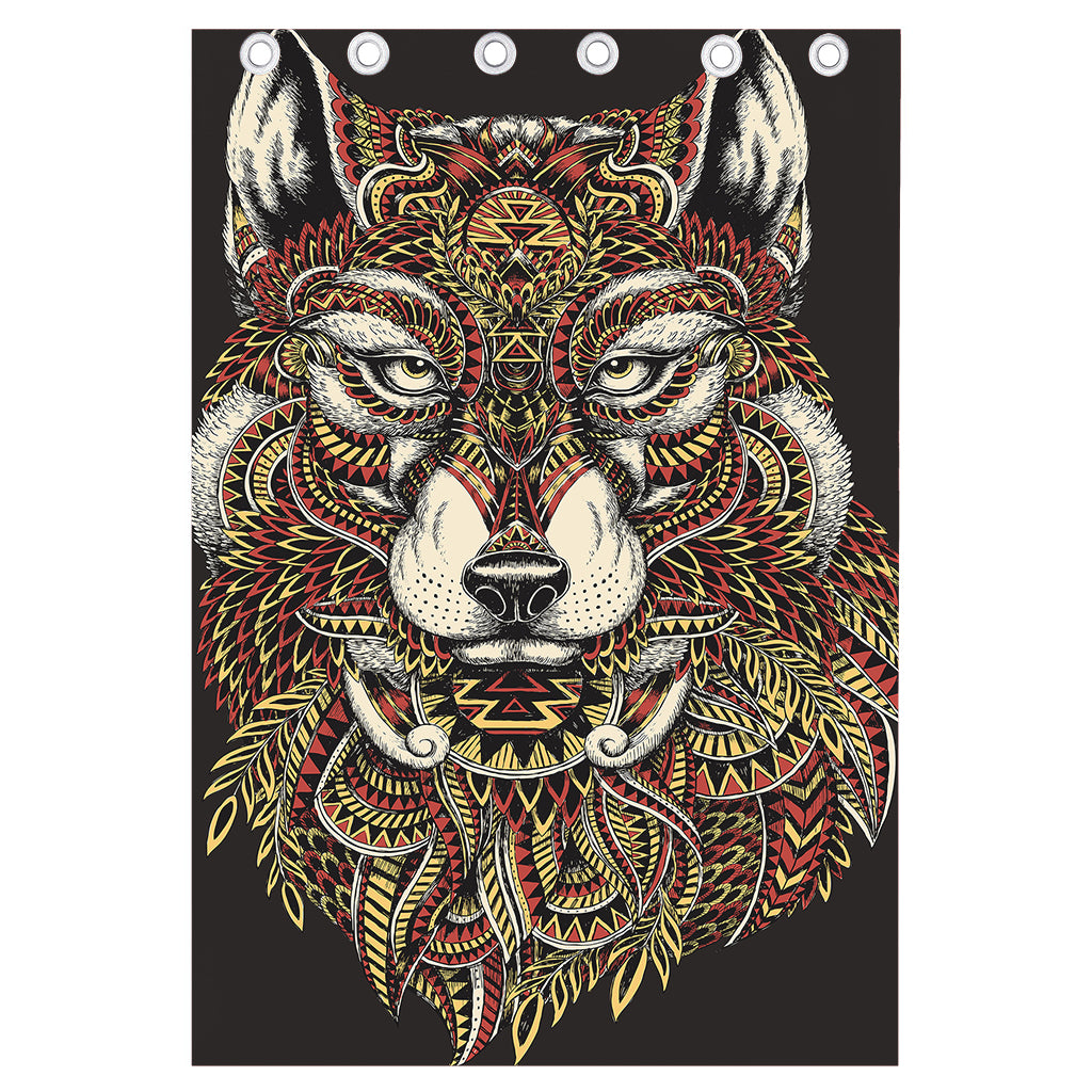 Native American Wolf Spirit Animal Print Curtain