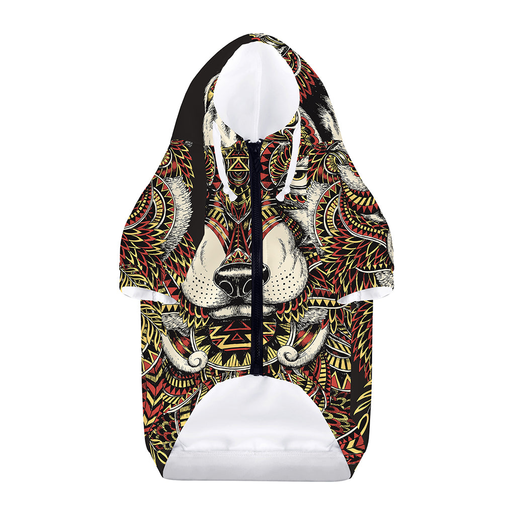 Native American Wolf Spirit Animal Print Dog Zip Up Hoodie