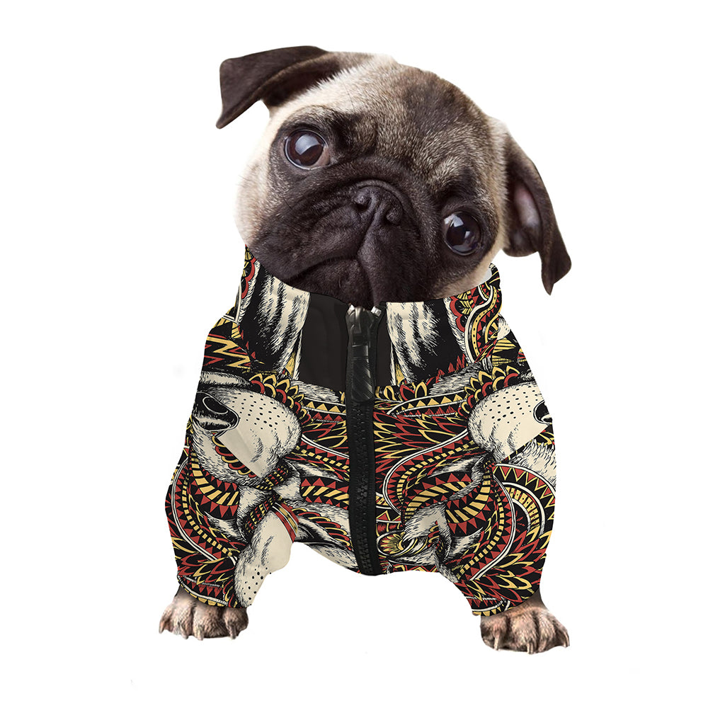 Native American Wolf Spirit Animal Print Dog Zip Up Jacket