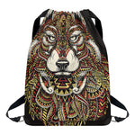 Native American Wolf Spirit Animal Print Drawstring Backpack