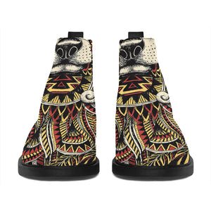 Native American Wolf Spirit Animal Print Flat Ankle Boots
