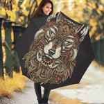 Native American Wolf Spirit Animal Print Foldable Umbrella