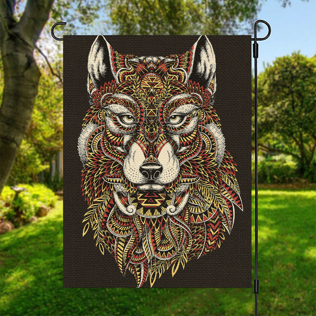 Native American Wolf Spirit Animal Print Garden Flag