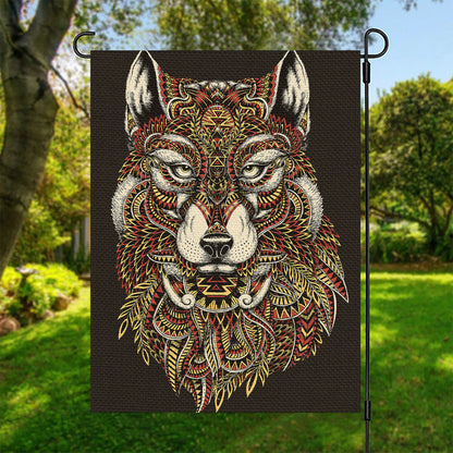 Native American Wolf Spirit Animal Print Garden Flag