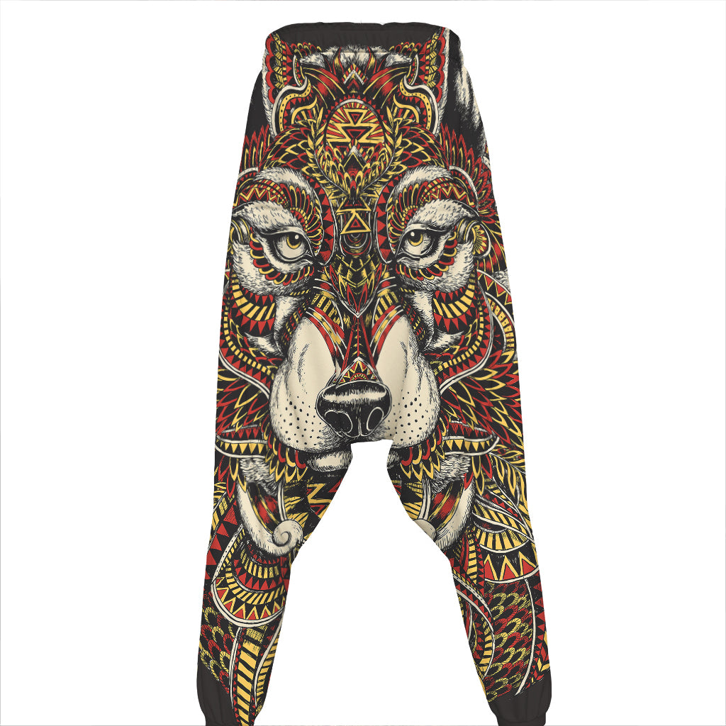 Native American Wolf Spirit Animal Print Hammer Pants