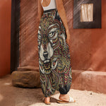 Native American Wolf Spirit Animal Print Harem Pants
