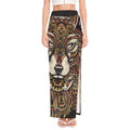 Native American Wolf Spirit Animal Print High Slit Maxi Skirt
