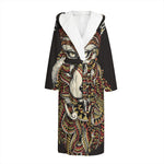 Native American Wolf Spirit Animal Print Hooded Bathrobe