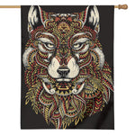 Native American Wolf Spirit Animal Print House Flag
