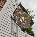 Native American Wolf Spirit Animal Print House Flag