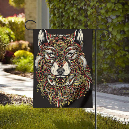 Native American Wolf Spirit Animal Print House Flag
