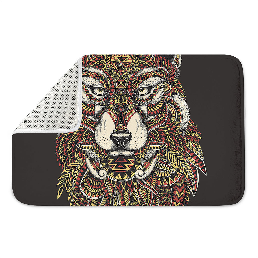 Native American Wolf Spirit Animal Print Indoor Door Mat