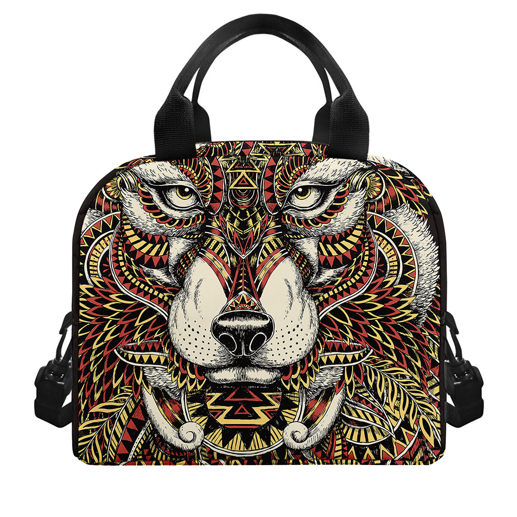 Native American Wolf Spirit Animal Print Insulated Lunch Bag