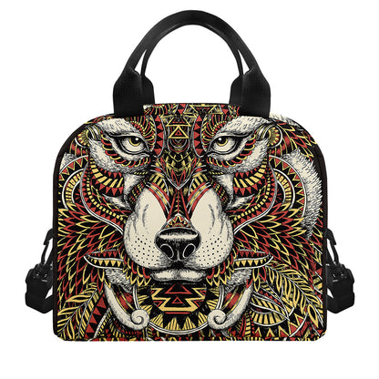 Native American Wolf Spirit Animal Print Insulated Lunch Bag