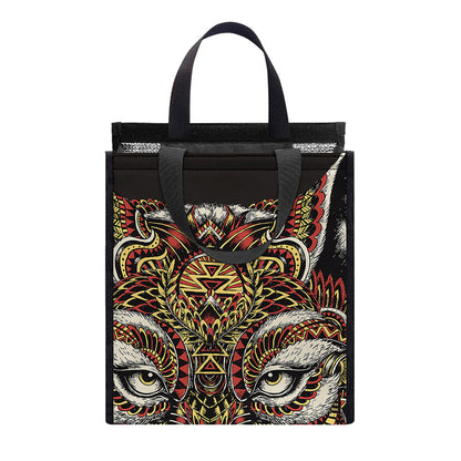 Native American Wolf Spirit Animal Print Insulated Lunch Tote