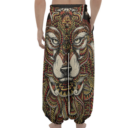 Native American Wolf Spirit Animal Print Lantern Pants