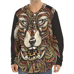 Native American Wolf Spirit Animal Print Long Sleeve Baseball Jersey
