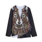 Native American Wolf Spirit Animal Print Long Sleeve Short Coat