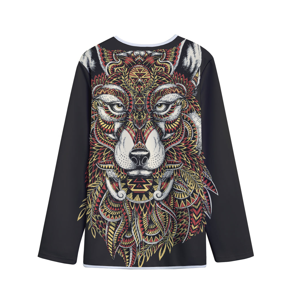 Native American Wolf Spirit Animal Print Long Sleeve Short Coat