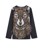 Native American Wolf Spirit Animal Print Long Sleeve Short Coat