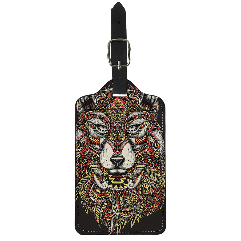 Native American Wolf Spirit Animal Print Luggage Tag