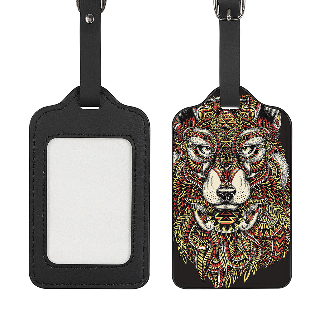 Native American Wolf Spirit Animal Print Luggage Tag