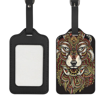 Native American Wolf Spirit Animal Print Luggage Tag
