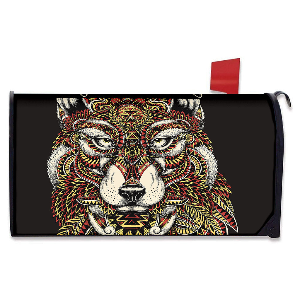 Native American Wolf Spirit Animal Print Mailbox Cover