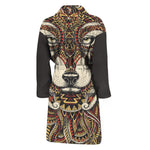 Native American Wolf Spirit Animal Print Men's Bathrobe