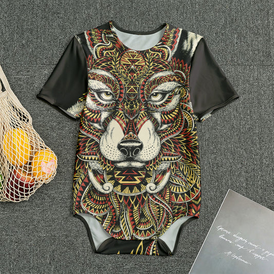 Native American Wolf Spirit Animal Print Men's Bodysuit