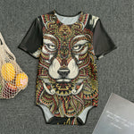 Native American Wolf Spirit Animal Print Men's Bodysuit