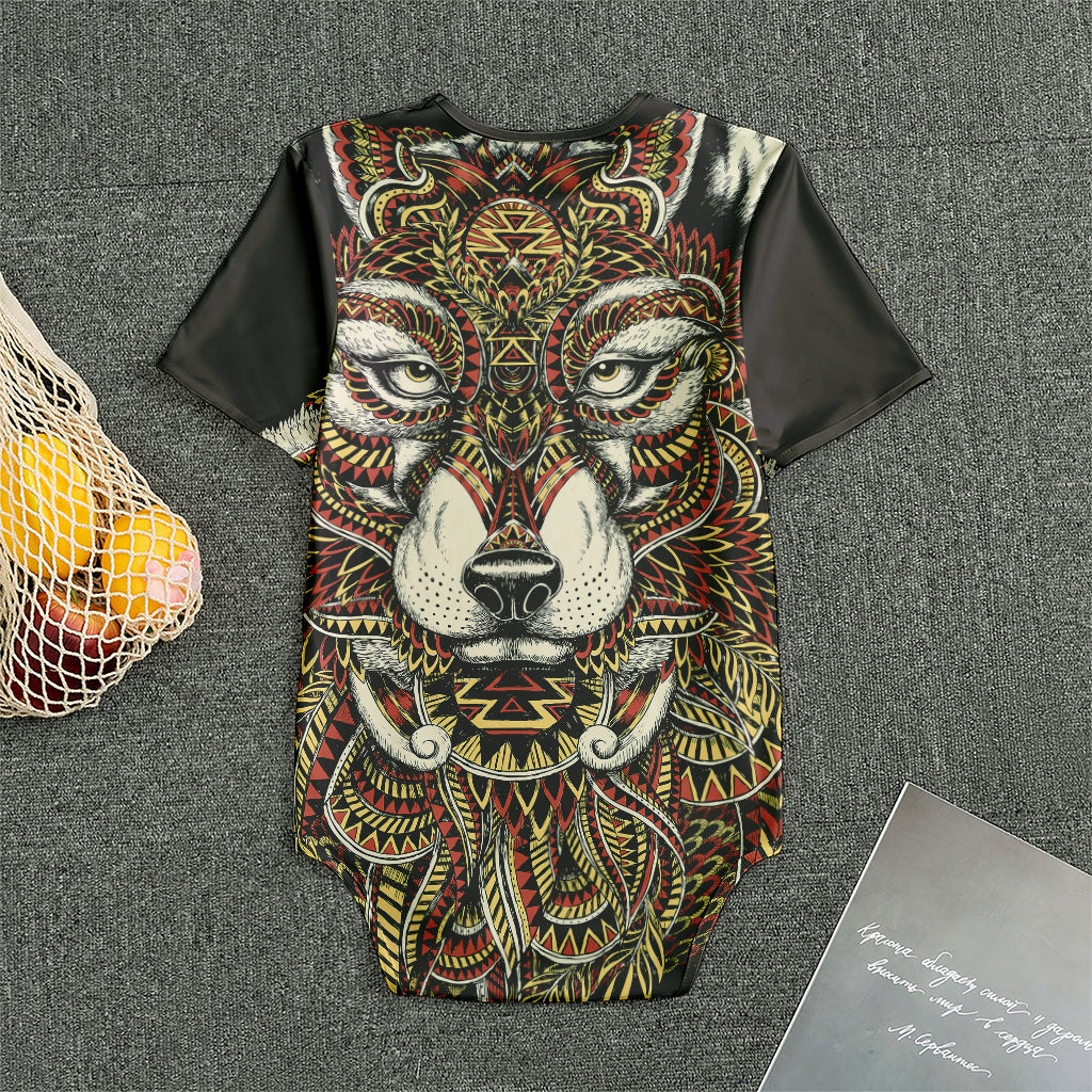 Native American Wolf Spirit Animal Print Men's Bodysuit