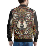 Native American Wolf Spirit Animal Print Men's Bomber Jacket