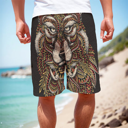 Native American Wolf Spirit Animal Print Men's Cargo Shorts