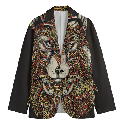 Native American Wolf Spirit Animal Print Men's Cotton Blazer