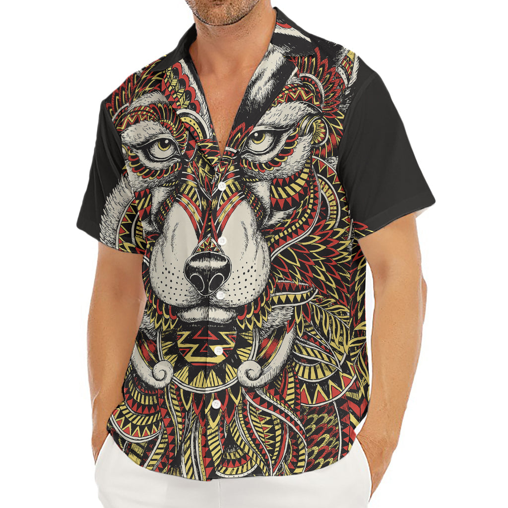 Native American Wolf Spirit Animal Print Men's Deep V-Neck Shirt